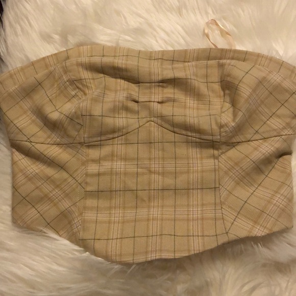Free People Out West Plaid Tan Corset Top - Picture 6 of 11